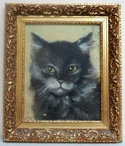 OTTO FRIEDRICH GEORGI (1819- 1874) OIL ON PANEL CAT PAINTING 8" X 10" - Picture 1 of 6