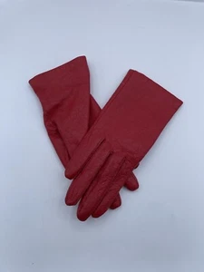 Vintage Women Genuine Leather Gloves Red Accessory Made In Korea Size Small Gift - Picture 1 of 8