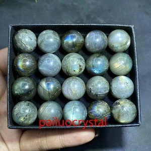 20pc Wholesale Natural Labradorite Ball Quartz Crystal Sphere Healing 15mm+ Box - Picture 1 of 11