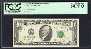 FR. 2029-G* 1990 $10 *STAR* FRN FEDERAL RESERVE NOTE CHICAGO, IL PCGS UNC-64PPQ - Picture 1 of 2