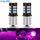 GLOFE 2X BA15s 1156 LED Bulbs Pink Purple High Bright 3030SMD DRL Daytime Light