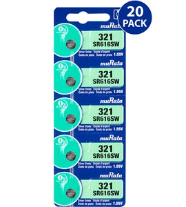 Murata 321 (SR616SW) Silver Oxide Watch Battery (20 Count) - Replaces Sony 321 - Picture 1 of 9