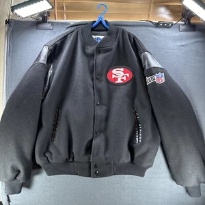 Vintage 90s San Francisco 49ers Wool Jacket Varsity Chalk Line Size XL - Picture 1 of 11