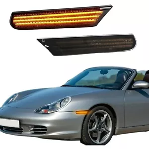 Smoke LED Side Marker Lights For 98-04 Porsche Boxster 986 911 996 Carrera Targa - Picture 1 of 8