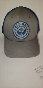 COLUMBIA SPORTSWEAR COMPANY GRAY FABRIC BLUE 3D LOGO FITTED TRUCKER HAT CAP L/XL - Picture 1 of 10