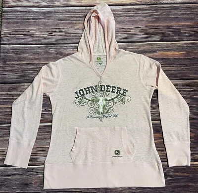 John Deere, lightweight hoodie, Pink with graphic, Women X-Large - Image 1 of 3