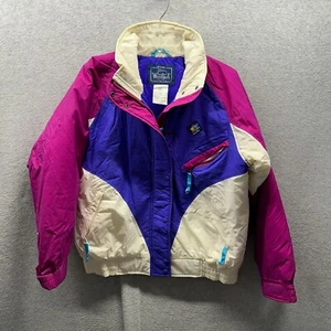 Vintage Woolrich Jacket Womens Medium White Purple Pink Ski Coat Lined Ladies - Picture 1 of 11
