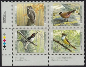 WOODPECKER, OWL, FINCH, FLYCATCHER = BIRDS Canada 1998 #1713a MNH LL Block - Picture 1 of 1