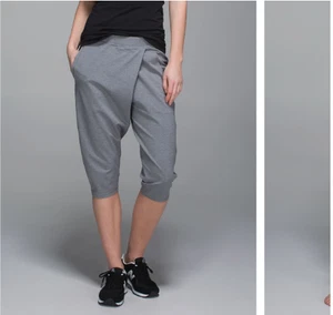 Pantalones Lululemon para mujer 6 gris jaspeado retiro yogui recortados sueltos ventilados cruzados - Imagen 1 de 11