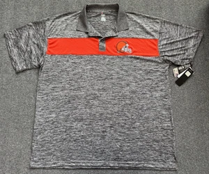 NWT Majestic CLEVELAND BROWNS Short Sleeve Polo Shirt - Men Sz 2XLT Tall - Picture 1 of 8