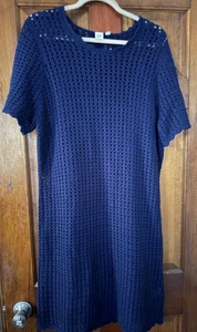 New GAP Navy Blue Knit CROCHET DRESS Short Sleeve Size XL Women's - New with Tag - Picture 1 of 4