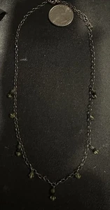 Faceted Green Peridot Beaded Pendant Sterling Necklace Artisan Modernist 19” - Picture 1 of 8