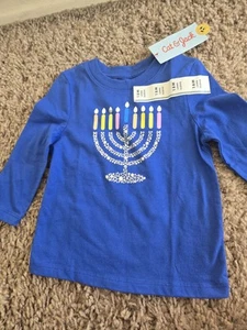 Blue Hanukkah Menorah Long Sleeve Tee~Infant/Toddler 18 Mos.~NEW w/tags - Picture 1 of 5