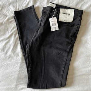 TOPMAN Skinny Jeans schwarz Spray On Herren Gr. W38 L32 neu mit Etikett UVP 39£ Stretch Denim - Bild 1 von 10