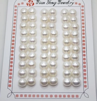 30PAIRS Real White Genuine Loose Half Drilled Pearl For Earring 7.5-8mm No Pin - Imagem 1 de 2