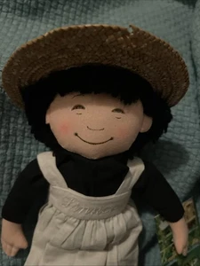 Vintage 1985 Linnea In Monet’s Garden Cloth Doll 11” w/ Apron Straw Hat With Tag - Picture 1 of 7