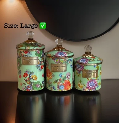 RETIRADO - Bote Mackenzie Childs Green Flower Market Tamaño: “GRANDE” NUEVO  Foto 1 de 3