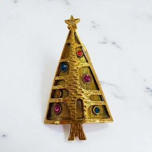 Vintage ART Arthur Pepper Multicolor Strass Weihnachtsbaum Brosche Anstecknadel - Bild 1 von 6