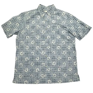 Reyn Spooner Shirt Mens Medium Blue White Classic Limited Issue Aloha Floral - Picture 1 of 7