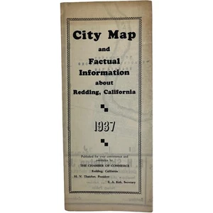1937 City Map & Factual Information About Redding California Chamber Of Commerce - Picture 1 of 8
