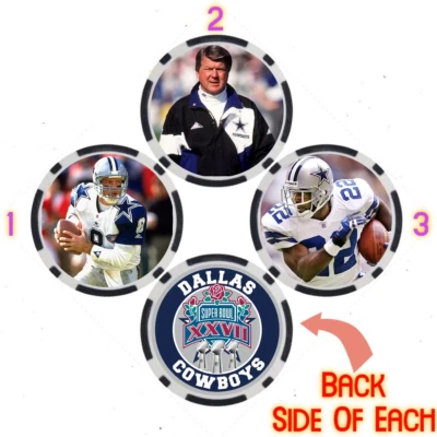 COWBOYS SUPER BOWL XXVII PLAYERS - 3 POKER CHIP SET - Image 1 of 2