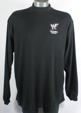 Vintage WWF Embroidered Logo Mock Neck Long Sleeve Heavy Shirt Mens XXL WWE Cover