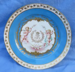 Antique Hand Painted Sevres Chateau des Tuileries Cabinet Plate 1846 Cherubs - Picture 1 of 9