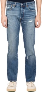 NWT Levi's Men's 501 Straight Leg Button Fly Distressed Stretch Jeans - Picture 1 of 2