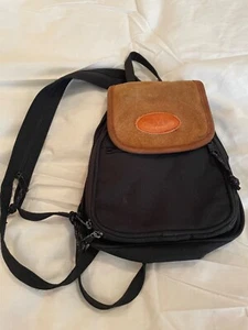 Vintage 1990s Mini Backpack Suede Zipper Backpack METRO - Picture 1 of 3