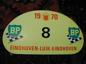 original Eindhoven Luik Rallye plate #8 1970 SAAB Porsche 911E Volvo BP sponsor - Picture 1 of 5