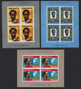 [GK] Ghana Founder's Day 3 MSs 1961 MNH SG#MS270a MI#Block 3-5 - Picture 1 of 1