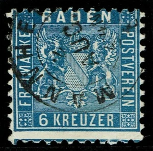 1862 Baden SG23 6k Deep Blue CDS Expertised Very Fine Used Cat. £130.00 - Picture 1 of 1