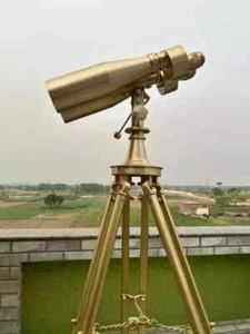 Brass Antique Binocular 1920s of Replica Naval Marine on Heavy Adjustable Tripod - Picture 1 of 11