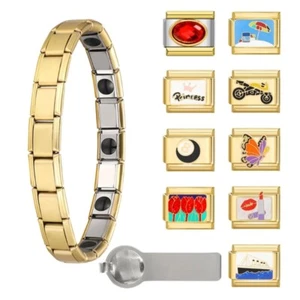 Unique Italian Charm Link Square Beads Zinc Alloy Texture Jewelry Finding - Picture 1 of 8