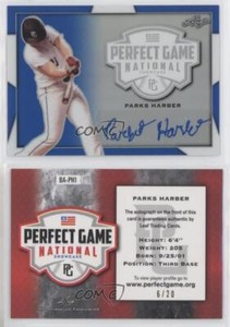 2019 Leaf Perfect Game National Showcase Metal Blue /20 Parks Harber Auto