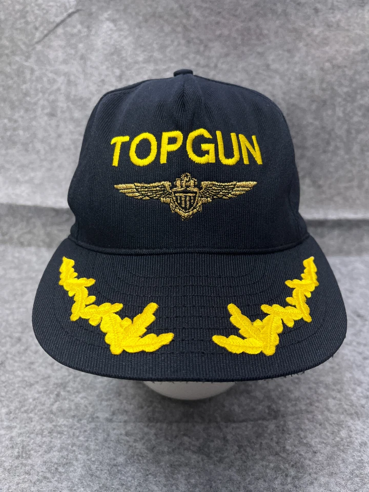 De Colección Top Gun Sombrero Gorra Snap Back Adulto OS Negro Algodón Huevos Revueltos Hecho en EE. UU. 90s Foto 1 de 4