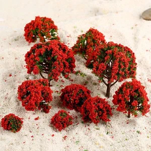 10 piezas Modelo de Árboles Flor Roja Tren Ferrocarril Diseño Paisaje 3cm-8cm HO N Z Escala - Imagen 1 de 1