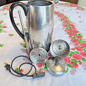 VTG Farberware Electric Coffee Percolator FCP412G Stainless Steel Basket 12 Cup - Picture 1 of 12