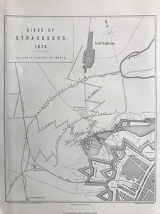 Mapa antiguo de 1875; Sitio de Estrasburgo 1870, guerra franco-prusiana: Walker/Hozier - Imagen 1 de 2