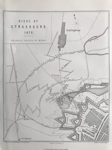 1875 Antique Map; Siege of Strasbourg 1870, Franco-Prussian War: Walker/Hozier - Picture 1 of 2