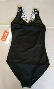 Guess Ladies Black Live Love Straps One Piece Swimsuit Bodysuit Size S BNWT - Picture 1 of 5