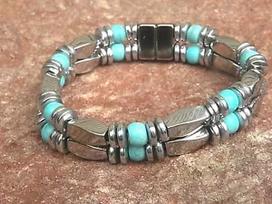 Herren Damen Western Silber Magnet Armband Fußkettchen mit Kreide Türkis - Bild 1 von 4