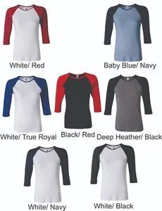 Women Ladies Three-Quarter Sleeve Tee baseball - Picture 1 of 1