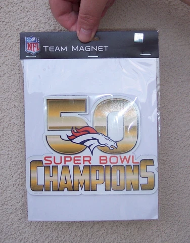Denver Broncos NEW large magnet 50 Super Bowl Champions Official NFL XMAS GIFT Cover