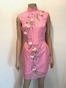 Vintage Dress Hand Beaded/Sequined Pink Wedding Cocktail Special Occasion OOAK - Picture 1 of 11
