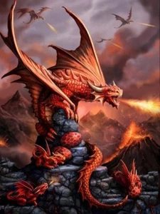 ANNE STOKES ART - FIRE DRAGON 3D PICTURE PRINT 300mm x 400mm - Picture 1 of 2