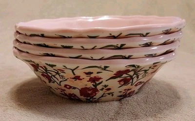 LOTE ~ 4 cuencos de sopa de cereal melamina flores rosas florales casa ópalo Ditsy 7-1/2" Foto 1 de 4