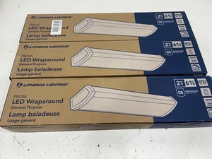 3PK Lithonia Lighting 2FT 3000 Lumens LED Low Profile Wraparound Light 4000K - Picture 1 of 2