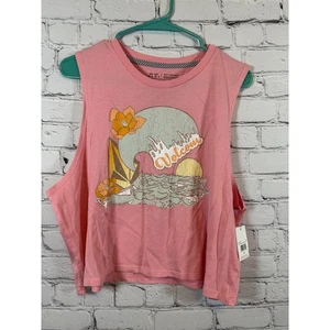 Volcom Stone Hour Crop Tank Top Graphic Sleeveless Pink XL NWT - Picture 1 of 4