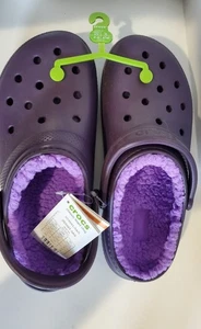 Crocs Purple Plum Faux Fur Lined Classic Clogs Shoes Women Size 11 Men’s Size 9 - Picture 1 of 7